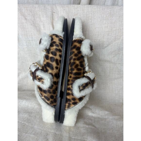Stuart Weitzman Piper Chill Slide Sandals Cheetah Calf hair Fur Size 7.5 - Picture 5 of 10